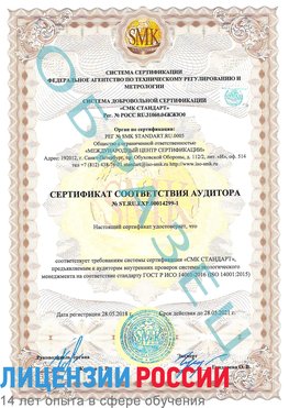 Образец сертификата соответствия аудитора №ST.RU.EXP.00014299-1 Яхрома Сертификат ISO 14001